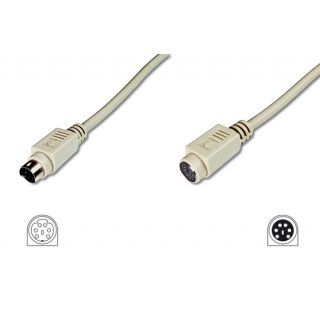 CAVO PROLUNGA TASTIERA E MOUSE MINIDIN PS2 CONNETTORI 6 POLI MASCHIO/FEMMINA MT.1.8 DRITTO