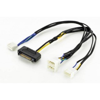 CAVO INTERNO 1 X SATA 15 POLI + 4 POLI - 3 X CONNETTORI 4 POLI PER VENTOLE CM 30