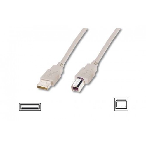 CAVO USB 2.0 CONNETTORI A-B - LUNGHEZZA MT. 1 COLORE GRIGIO CHIARO