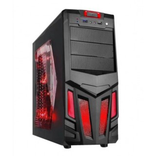 CASE GAMING LATERALE TRASPARENTE, VENTOLA 32LED USB 3.0 ROSSO