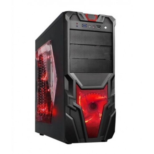 CASE GAMING LATERALE TRASPARENTE, VENTOLA 32LED USB 3.0 ROSSO