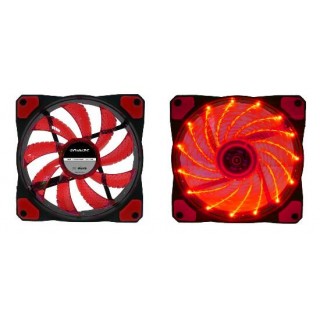 VENTOLA 12 VOLT MM. 120X120 TRASPARENTE 15 LED LUCE ROSSA CONNETTORE 3+4 POLI