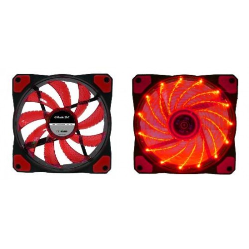 VENTOLA 12 VOLT MM. 120X120 TRASPARENTE 15 LED LUCE ROSSA CONNETTORE 3+4 POLI
