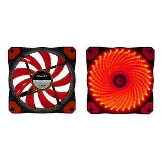 VENTOLA 12 VOLT MM. 120X120 TRASPARENTE 32 LED LUCE ROSSA CONNETTORE 3+4 POLI