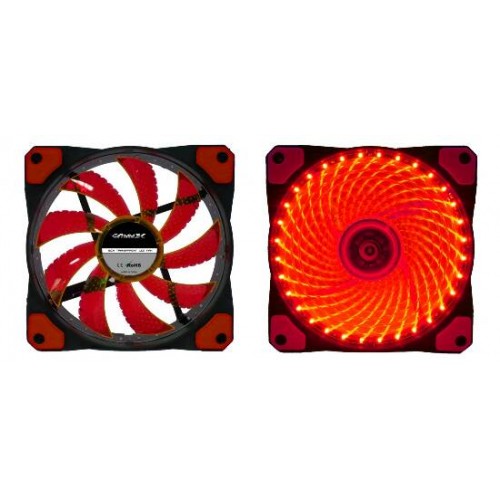 VENTOLA 12 VOLT MM. 120X120 TRASPARENTE 32 LED LUCE ROSSA CONNETTORE 3+4 POLI