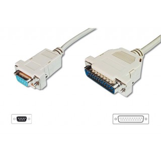 CAVO SERIALE RS232 NULL MODEM (INCROCIATO) CONNETTORI 9 POLI FEMMINA 25 MASCHIO MT 3