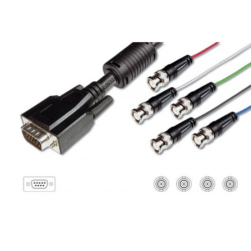 CAVO MONITOR ALTA RISOLUZIONE 15 POLI HD MASCHIO-5 BNC PER RGB MT.1.8