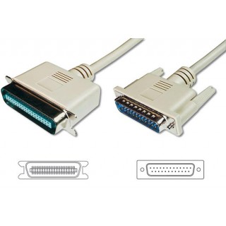 CAVO PER STAMPANTE PARALLELA PRESSOFUSO BIDIREZIONALE CONNETTORI 25 POLI/36POLI CENTRONICS VITI LUNGHE MT. 1.8