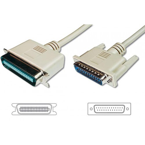 CAVO PER STAMPANTE PARALLELA PRESSOFUSO BIDIREZIONALE CONNETTORI 25 POLI/36POLI CENTRONICS VITI LUNGHE MT. 1.8