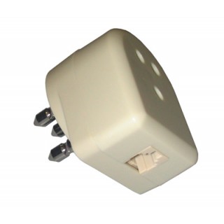 FILTRO ADSL CON SPINA TRIPOLARE PASSANTE E PRESA TELEFONICA 6 POLI FEMMINA COLORE BIANCO
