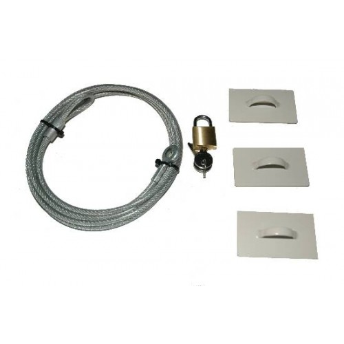 *CAVO DI SICUREZZA PER NOTEBOOK IN ACCIAIO CON 3 PLACCHE ADESIVE E LUCCHETTO MT. 1,80