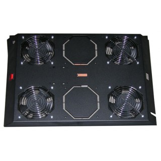 KIT 4 VENTOLE CON TERMOSTATO, 12.8 METRI  CUBI CIRCOLAZIONE D'ARIA COLORE NERO PER ARMADI LINEA SERVER (DN-19 FAN-4-1000SW)