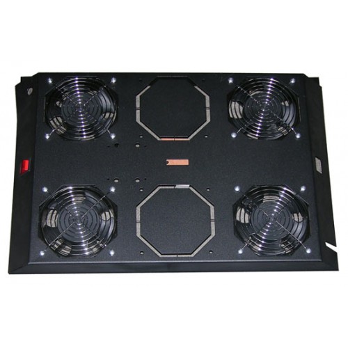 KIT 4 VENTOLE CON TERMOSTATO, 12.8 METRI  CUBI CIRCOLAZIONE D'ARIA COLORE NERO PER ARMADI LINEA SERVER (DN-19 FAN-4-1000SW)